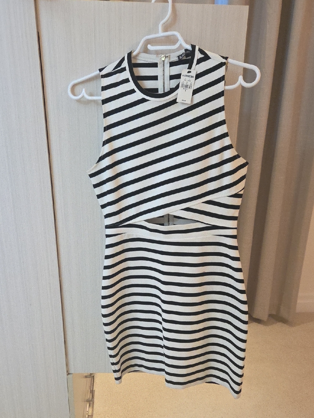 Express Striped Mini Bodycon Cut Out Dress